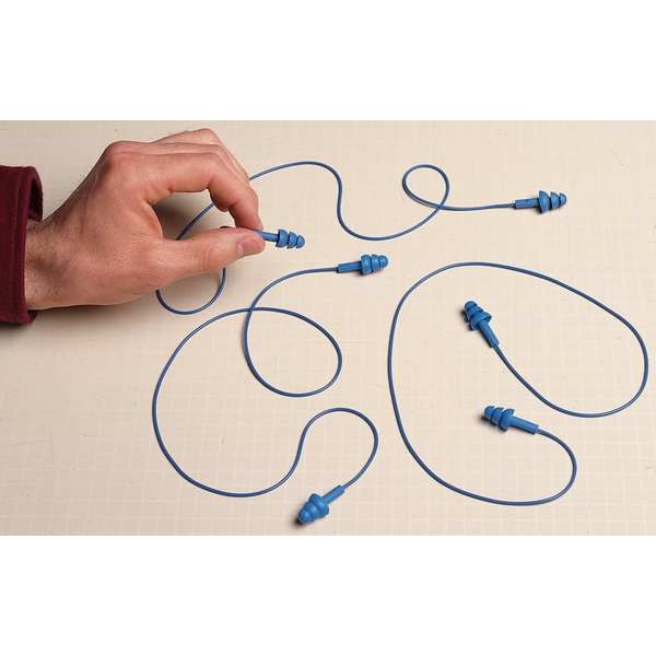 3M E-A-R UltraFit Reusable Corded Ear Plugs, Metal Detectable, NRR 25 dB, Blue, 1 Pair - 340-4007