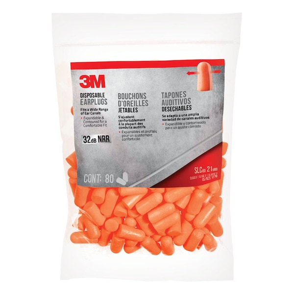 3M 3M 32 dB Soft Foam Earplugs Orange 80 pair - 92800-80-6DC