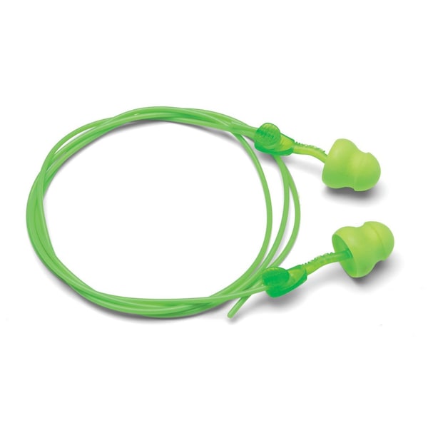 Moldex Glide Earplug, One Size, Twist In, Pod, Corded, Bright Green Plug, Soft Foam Plug, 30 dB - 6945