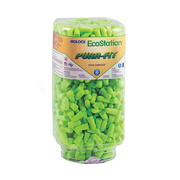 Moldex Disposable Uncorded Ear Plug Dispenser Refill, Bullet Shape, 33 dB, 500 Pairs, Green - 6706