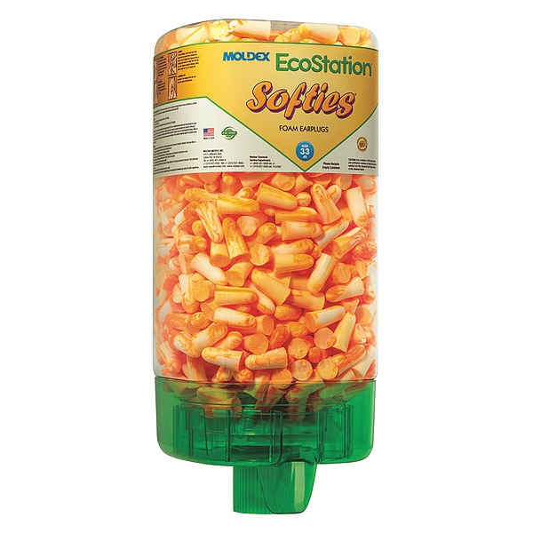 Moldex Disposable Uncorded Ear Plugs with Dispenser, Bullet Shape, 33 dB, 500 Pairs, Orange - 6701