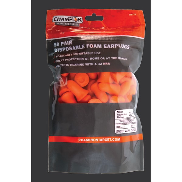 Champion Sports Champion Orange Polypropylene Ear Plugs 1 in. - 99779