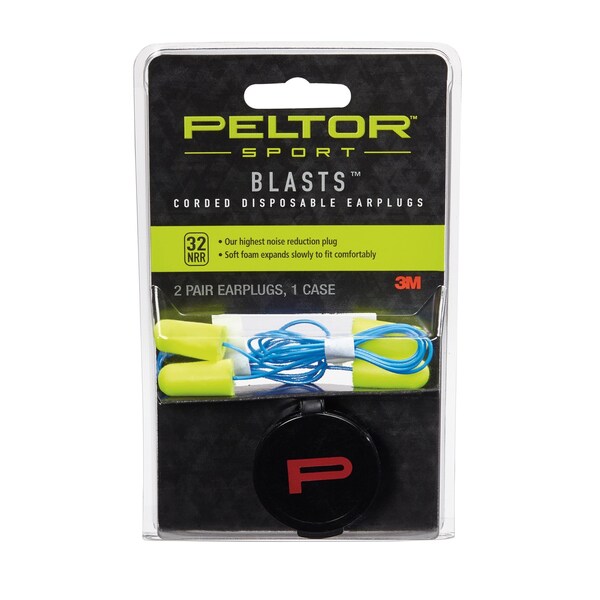 3M Peltor Disposable Ear Plugs, Tapered Shape, 32 dB, Neon Yellow, 10 PK - 97081-10C