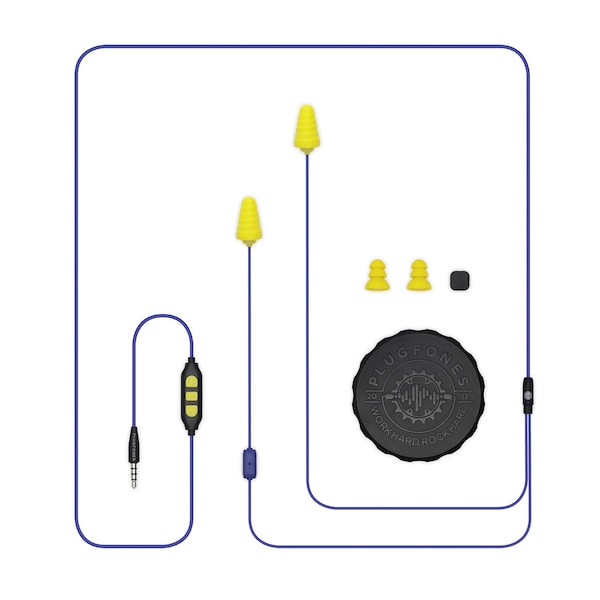 Plugfones Plugfones Guardian Plus 29 dB Nylon/Silicone/Soft Foam 3.5 MM Jack Earplugs/Earphones w/Mic Yellow 1 - PGP-UY
