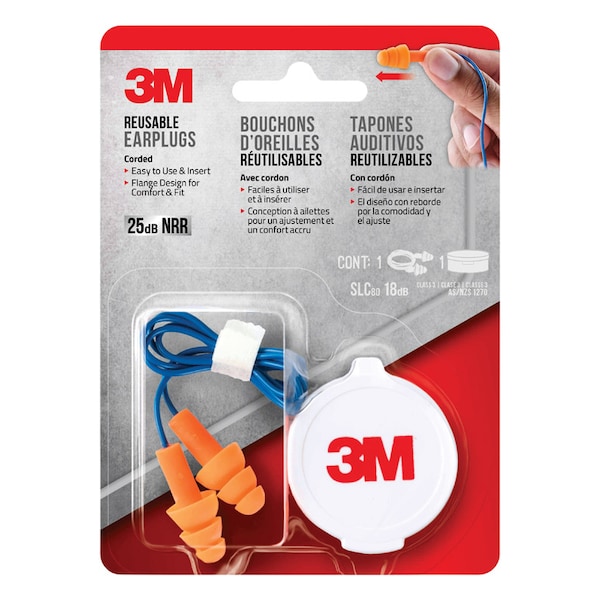 3M Tekk Protection 3M 25 dB PVC Earplugs Blue/Orange 1 pk - 90586H1-DC