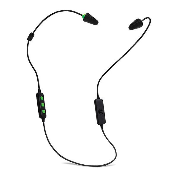 Plugfones FreeReign Reusable Ear Plugs, Flanged Shape, 26 dB, Black/Green, 1 PR - PIF-BE