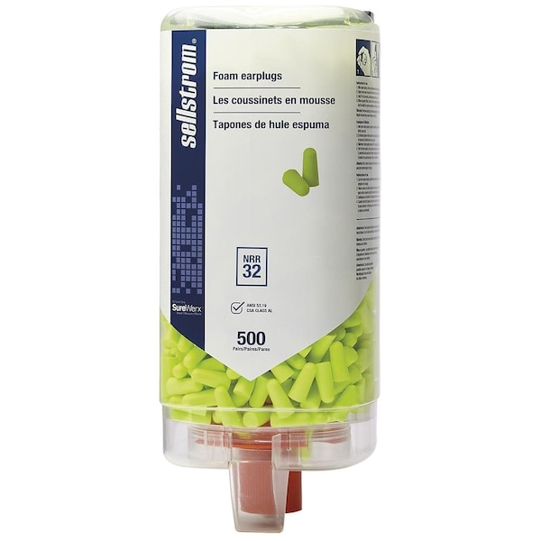 Sellstrom Premium Disposable Earplugs wall dispenser included, Uncorded - S23413