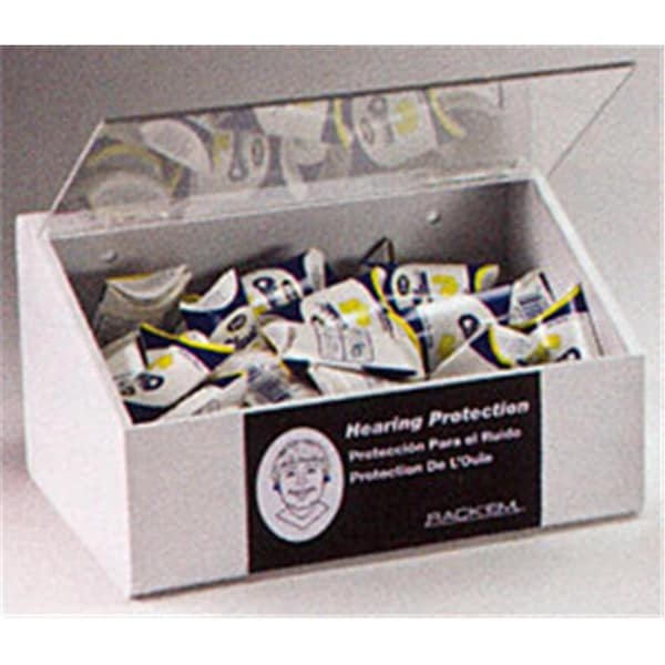 Val-Pak Products RackEm Racks  60-Pair Foam Ear Plug Dispenser with Lid - White Heavy- Duty Plastic - RA299993
