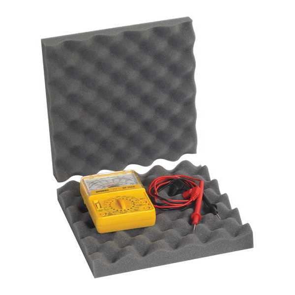Partners Brand Convoluted Foam Sets, 10x10x2", PK24, Polyurethane Foam, Charcoal, 24 PK - FCSC10102
