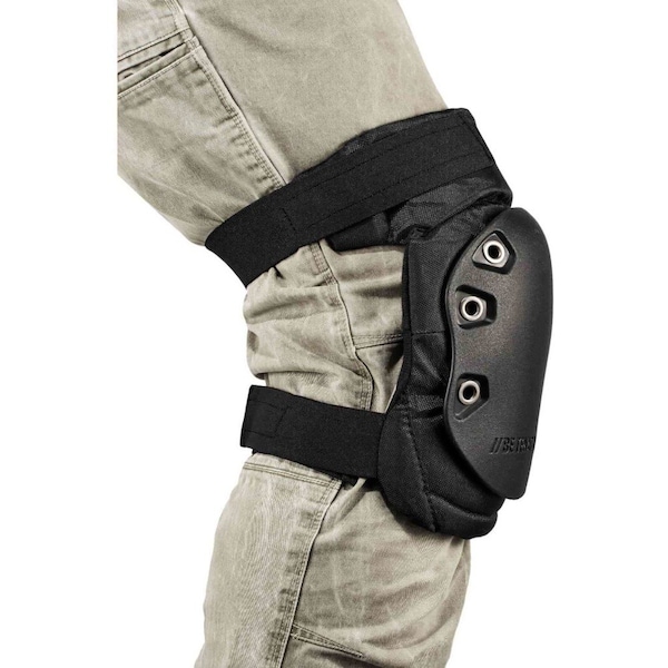 Ergodyne Knee Pad, Hard Shell, Gel, Foam Pad, Rubber Cap, Hook-and-Loop Closure, 2 Straps, Black, Universal - 435HL