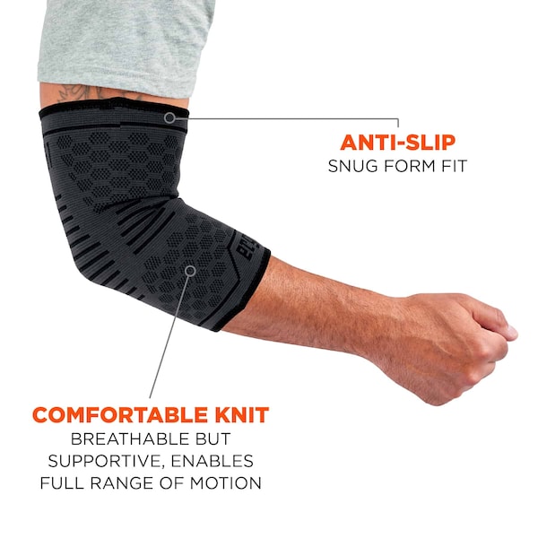 Ergodyne Elbow Compression Sleeve, Black, L - 651