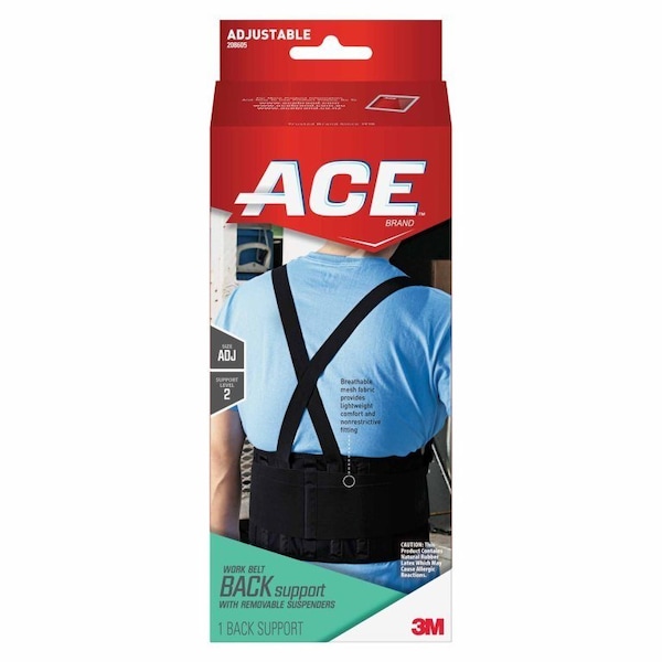 Ace Occupational Back Support Hook and Loop Closure Up to 48 In. Waist Circumference 9 In. Height, 12PK - 208605