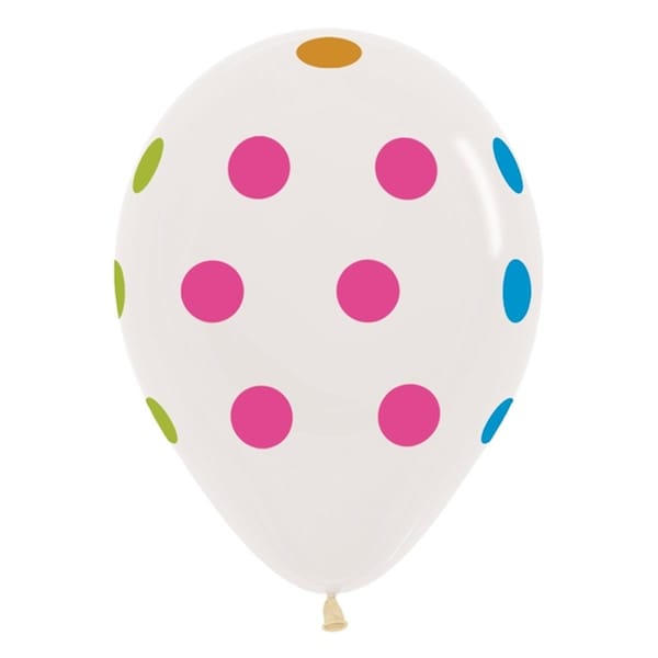 Betallic 11 in. Multi Color Polk Dot Latex Balloons, Clear - 86712