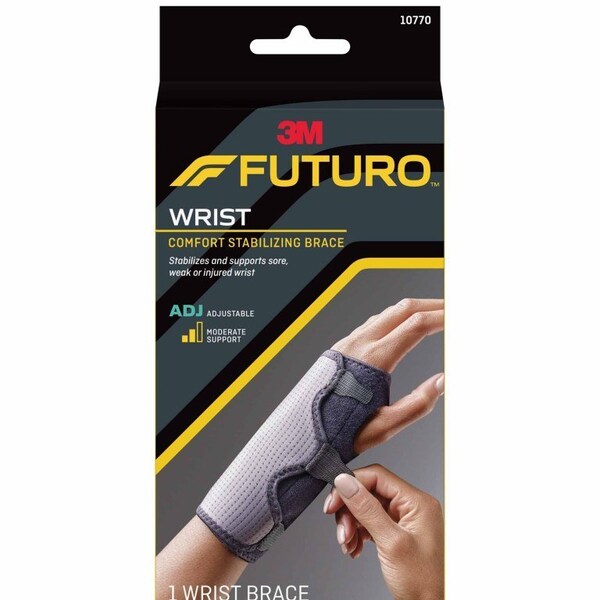 Futuro Comfort Wrist Brace Fabric / Metal Left or Right Hand Black / Gray One Size Fits Most, 12PK - 10770ENR