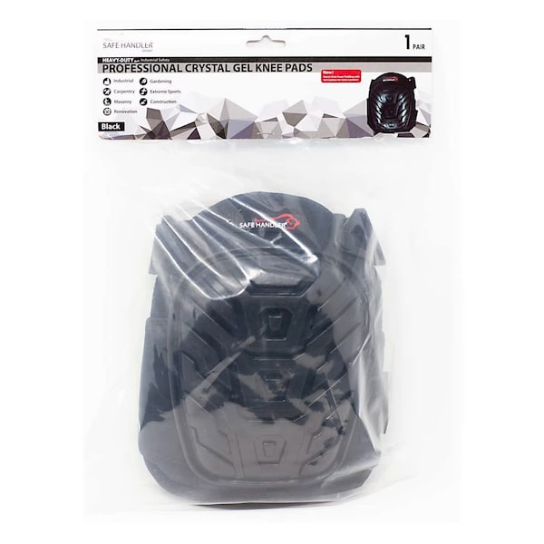 Safe Handler Professional Crystal Gel Knee Pads, Black, PR - BLSH-HD-PVC-KP-2BK