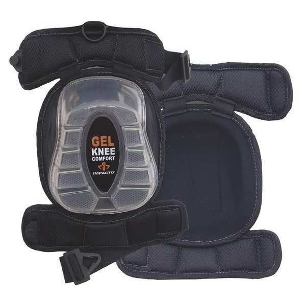 Impacto Knee Pad, Non-marring, Gel Pad, Plastic Cap, Clip Closure, 2 Straps, Black, Universal - 867-00