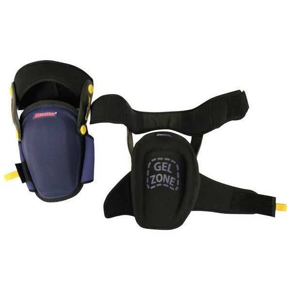 Westward Knee Pad, Non-marring, Foam Pad, Fabric Cap, hook-and-loop Closure, 2 Straps, Black, Blue - 5MZP9