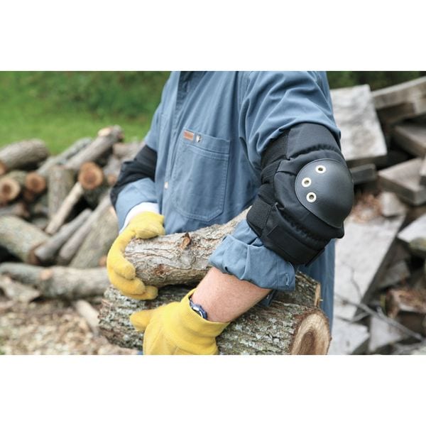 Allegro Industries Elbow Pads, Hard Shell, Plastic, Fabric Pad, Nylon Cap, hook-and-loop Closure, 2 Straps, Black - 7104