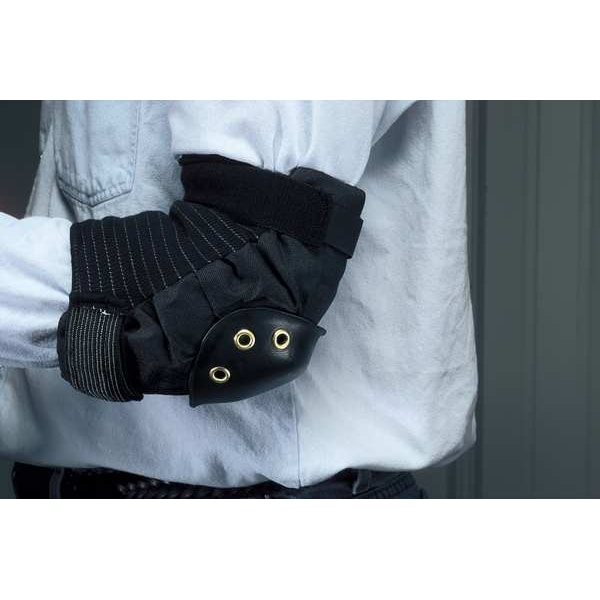 Allegro Industries Elbow Pads, Hard Shell, Plastic, Fabric Pad, Nylon Cap, hook-and-loop Closure, 2 Straps, Black - 7104