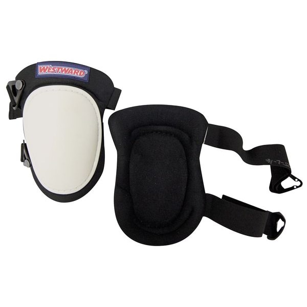 Westward Knee Pad, Swivel, Foam Pad, Plastic Cap, Quick Release Closure, 2 Straps, Black, White, Universal - 5MZH6