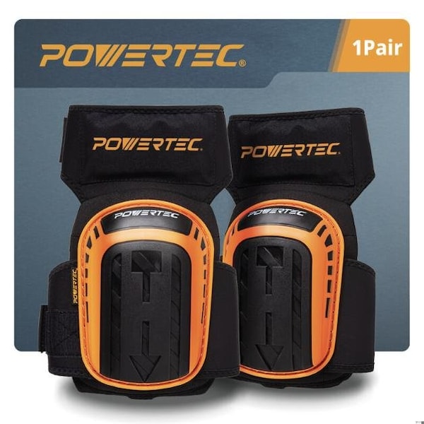 Powertec Safety Knee Pads W/ Adjustable Thigh Straps Heavy Duty Shell Soft Foam & Extra Thick Gel Cushion - 71880N