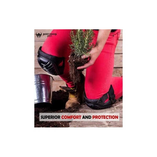 Northmon Safety Professional Work Knee Pads-Durable PVC Shell Cap-Heavy Duty Foam Padding & Comfortable Gel Cushion - NM-KP-100-BK