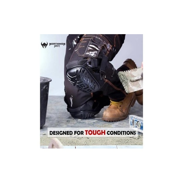 Northmon Safety Professional Work Knee Pads-Durable PVC Shell Cap-Heavy Duty Foam Padding & Comfortable Gel Cushion - NM-KP-100-BK