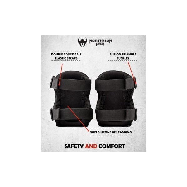 Northmon Safety Professional Work Knee Pads-Durable PVC Shell Cap-Heavy Duty Foam Padding & Comfortable Gel Cushion - NM-KP-100-BK
