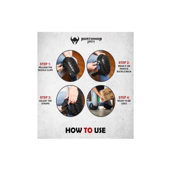 Northmon Safety Professional Work Knee Pads-Durable PVC Shell Cap-Heavy Duty Foam Padding & Comfortable Gel Cushion - NM-KP-100-BK
