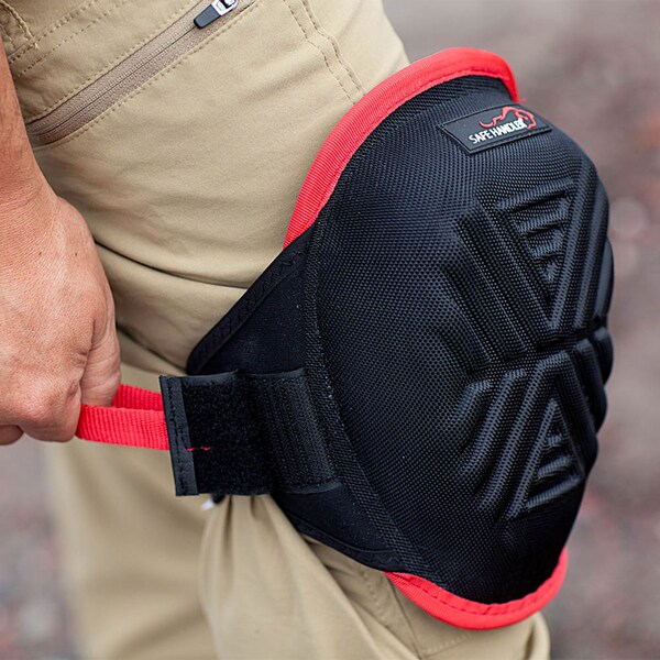 Safe Handler Professional Xtra Strong Gel Knee Pads, Red/Black, PR - BLSH-XHD-MFG-KP-10BKR