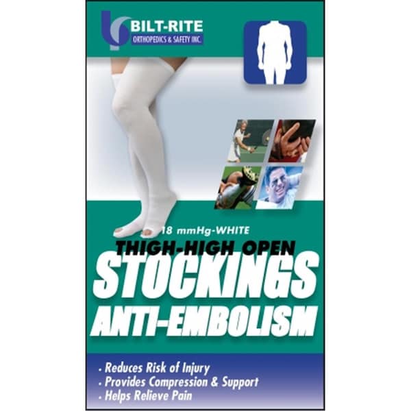 Bilt-Rite Mastex Health Anti-Embolism Stockings Thigh High Closed- White - Large - 10-73100-LG
