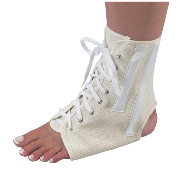 Powerplay Canvas Ankle Brace With Laces, Beige - Large - PO47354