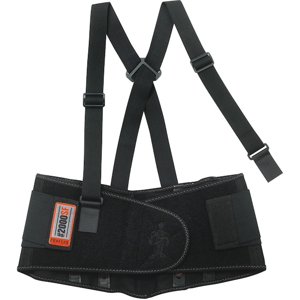 Proflex By Ergodyne Back Support, w/Suspenders, Spandex, 34"-38"Waist, Large, Black - EGO11284