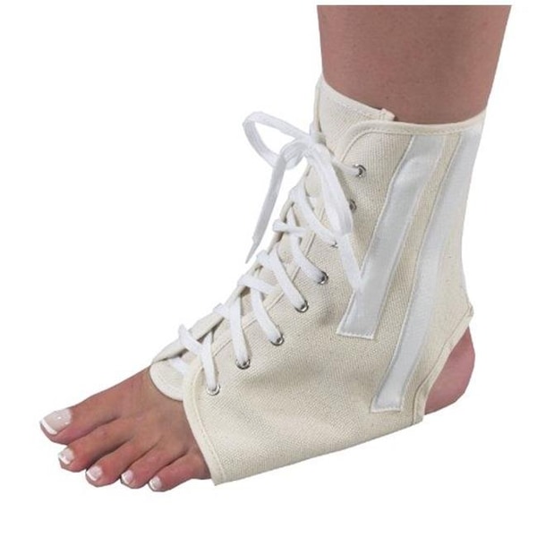 Powerplay Canvas Ankle Brace With Laces; Beige - Medium - PO199716