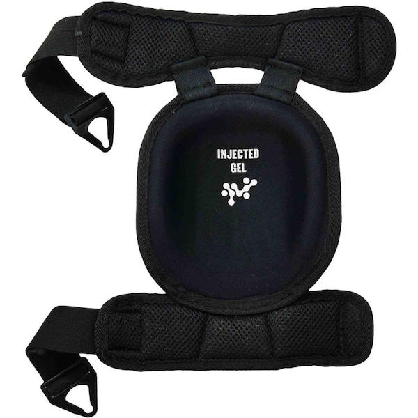 Ergodyne Knee Pad, Hard Shell, Gel, Foam Pad, Rubber Cap, Clip Closure, 2 Straps, Black, Universal - 344