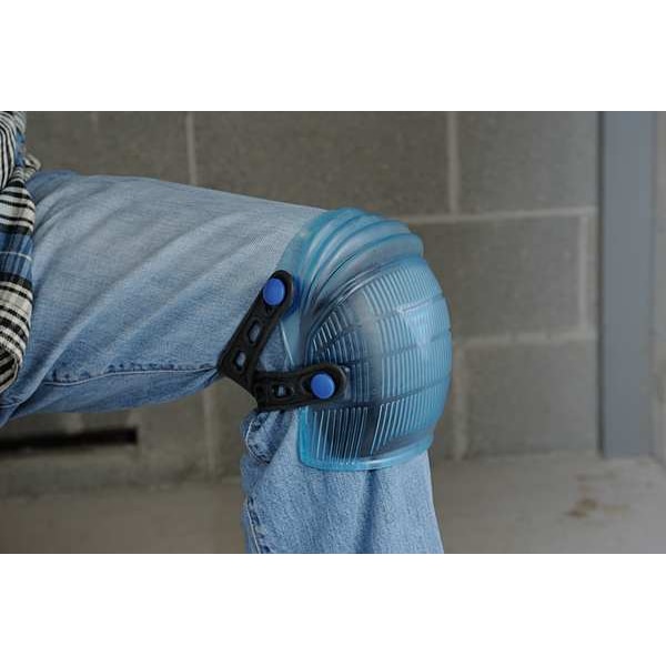 Allegro Industries Knee Pads, Flexible, Silica Gel Pad, ABS Cap, Button and Loop Closure, 2 Straps, Blue, Universal - 6987-GEL