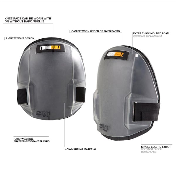 Toughbuilt ToughBuilt 7.48 in. L X 5.91 in. W Plastic 2-in-1 Knee Pads Gray One Size Fits All - TB-KP-101-2BES