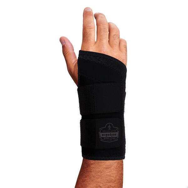 Ergodyne Wrist Brace Support, Double Strap, Black, Right, L - 4015