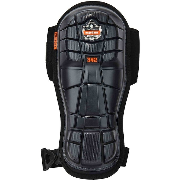 Ergodyne Knee Pad, Hard Shell, Gel, Foam Pad, Rubber Cap, hook-and-loop Closure, 2 Straps, Black, Universal - 342