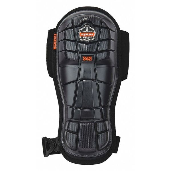 Ergodyne Knee Pad, Hard Shell, Gel, Foam Pad, Rubber Cap, hook-and-loop Closure, 2 Straps, Black, Universal - 342