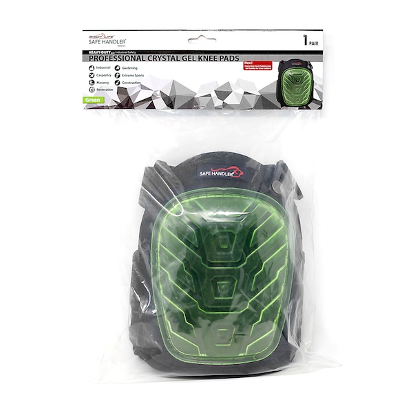 Safe Handler Professional Crystal Gel Knee Pads, Green, PR - BLSH-HD-PVC-KP-2G
