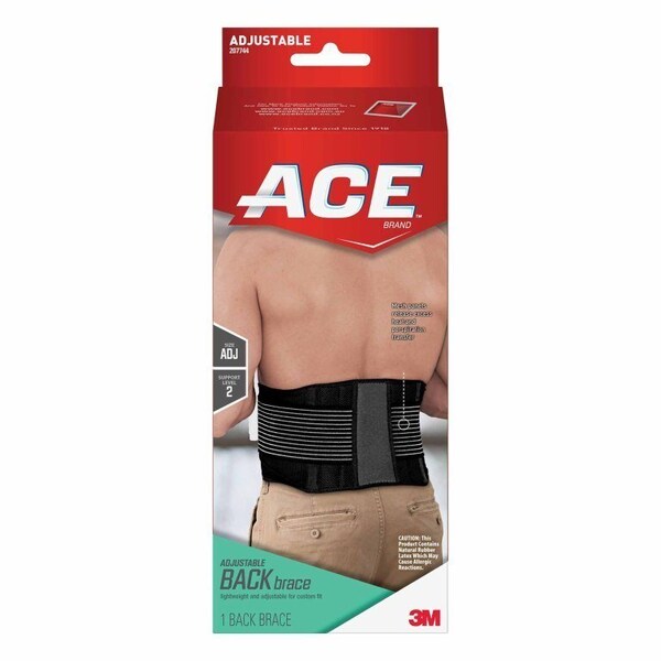3M Back Support Ace One Size Fits Most Hook and Loop Closure Up to 48in Waist Circumference Adult, 12PK - 207744