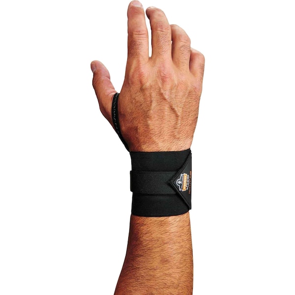 Proflex By Ergodyne Wrist Wrap, w/Thumb Loop, L/XL, Black, PK6 - 420