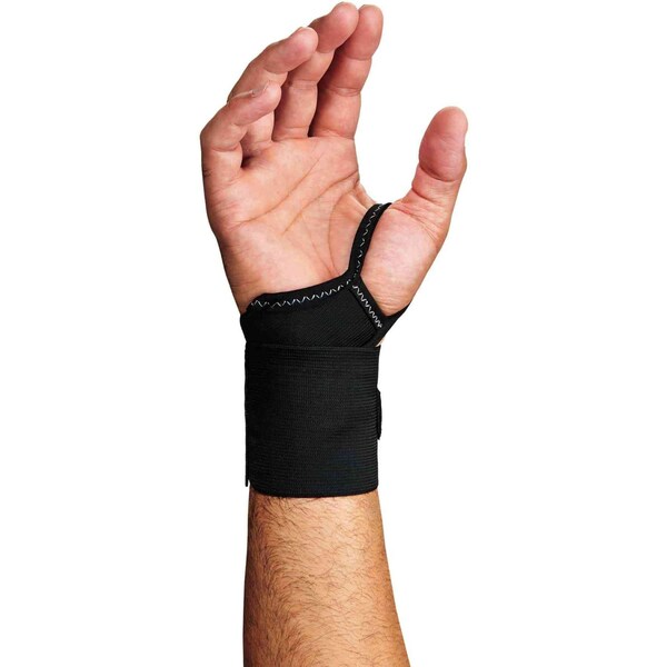 Proflex By Ergodyne Wrist Wrap, w/Thumb Loop, L/XL, Black, PK6 - 420