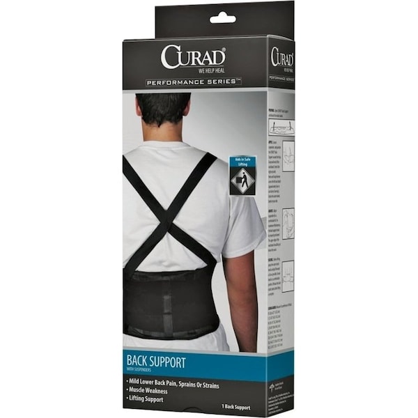 Curad Back Support with Suspenders, XL, Fits to Waist Size 38 to 42 in, Hook and Loop Closure - ORT22200XLD