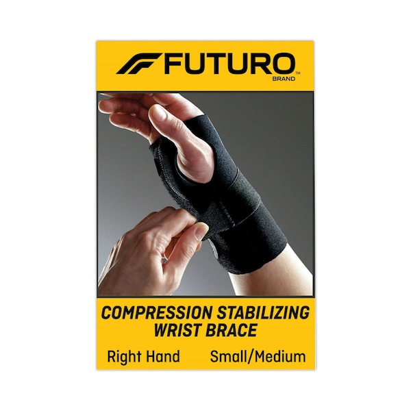 Futuro Energizing Wrist Support, Small/Medium, Fits Right Wrists 5.5 in. to 6.75 in., Black, 12PK - MCO 20060