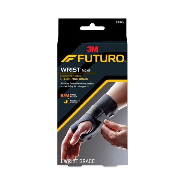 Futuro Energizing Wrist Support, Small/Medium, Fits Right Wrists 5.5 in. to 6.75 in., Black, 12PK - MCO 20060