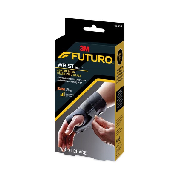 Futuro Energizing Wrist Support, Small/Medium, Fits Right Wrists 5.5 in. to 6.75 in., Black, 12PK - MCO 20060