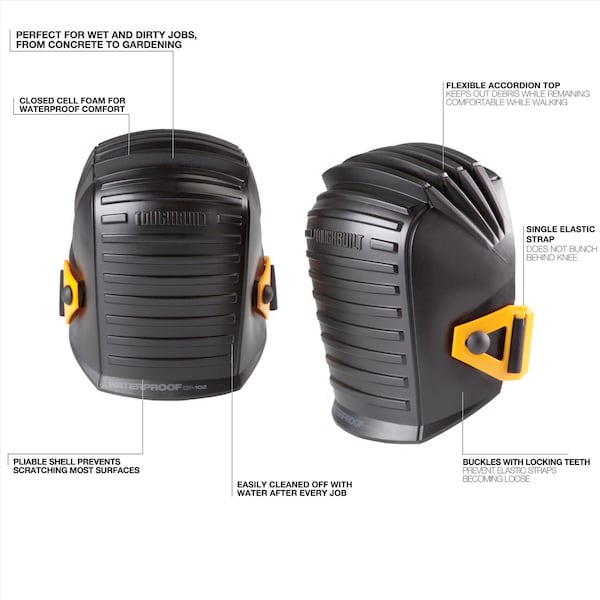 Toughbuilt ToughBuilt 6.3 in. L X 5.51 in. W Plastic Waterproof Knee Pads Black One Size Fits All - TB-KP-102-2BES