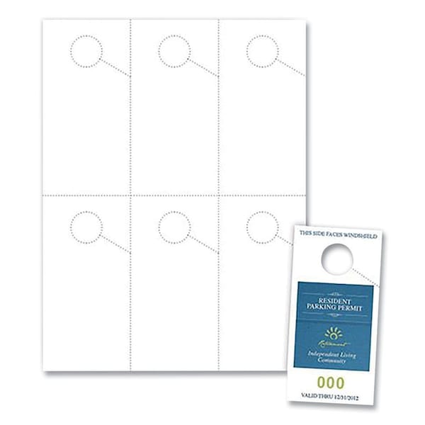 Hard Top 2.75 x 5.5 in. Micro-Perforated Parking Pass Hanger, White - 300 Sheets per Pack - HA3757694